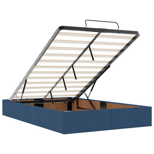 Ottoman Bett mit Matratze & LEDs Blau 120x200 cm