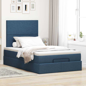 Ottoman Bett mit Matratze & LEDs Blau 120x200 cm