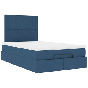 Ottoman Bett mit Matratze & LEDs Blau 120x200 cm