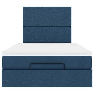 Ottoman Bett mit Matratze & LEDs Blau 120x200 cm