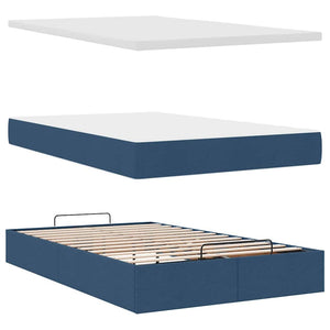 Ottoman Bett mit Matratze & LEDs Blau 120x200 cm