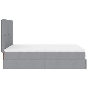 Ottoman Bett mit Matratze & LEDs 140x190 cm Hellgrau