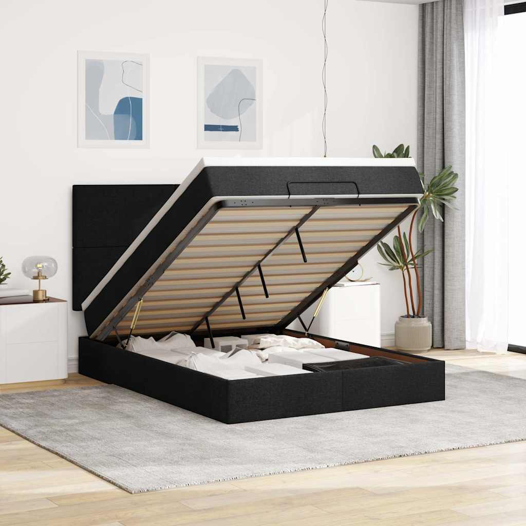 Ottoman Bett mit Matratze & LEDs 140x190 cm
