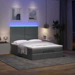 Ottoman Bett mit Matratze & LEDs Dunkelgrau 140x200 cm