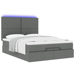 Ottoman Bett mit Matratze & LEDs Dunkelgrau 140x200 cm