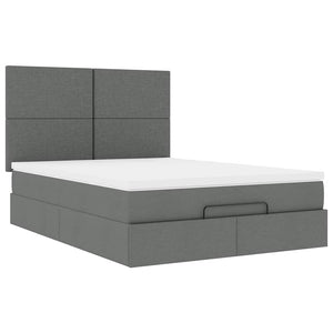 Ottoman Bett mit Matratze & LEDs Dunkelgrau 140x200 cm