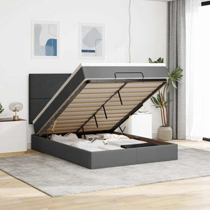 Ottoman Bett mit Matratze & LEDs Dunkelgrau 140x200 cm