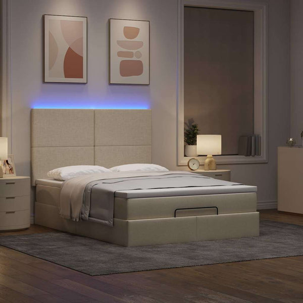 Ottoman Bett mit Matratze Creme 140x200 cm