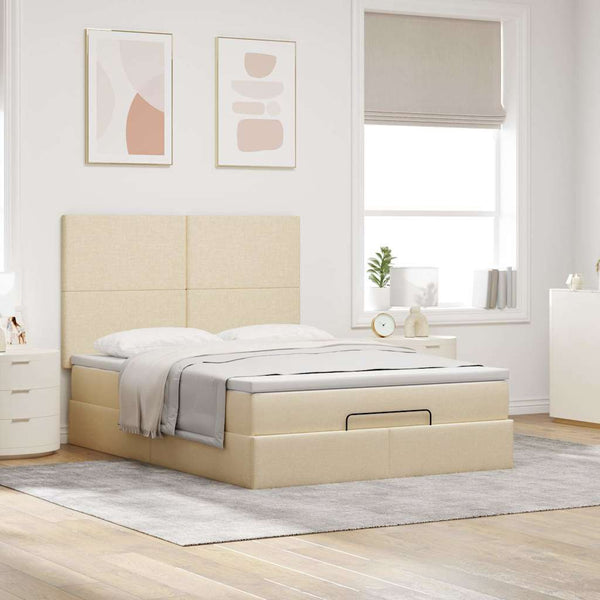 Ottoman Bett mit Matratze Creme 140x200 cm