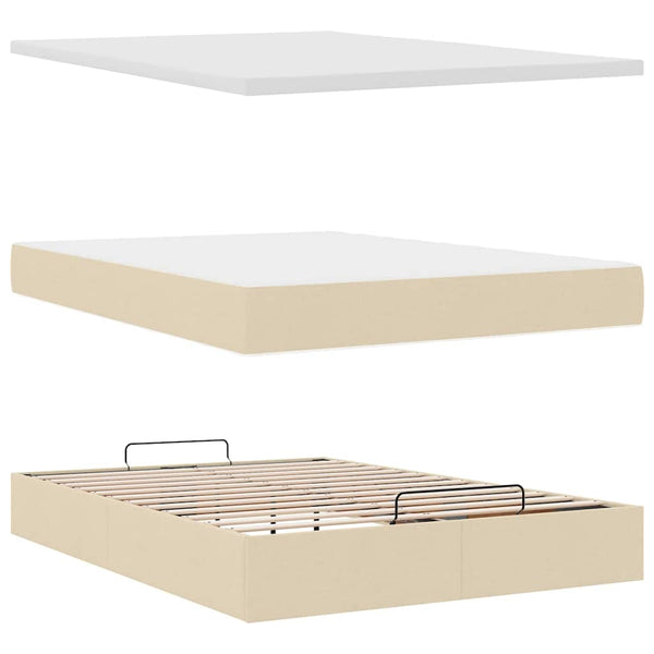 Ottoman Bett mit Matratze Creme 140x200 cm