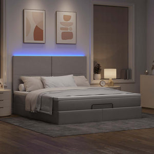 Ottoman Bett mit Matratze & LEDs Taupe 180x200 cm