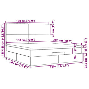 Ottoman Bett mit Matratze & LEDs Taupe 180x200 cm