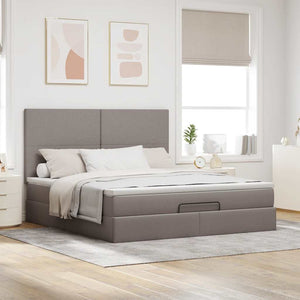 Ottoman Bett mit Matratze & LEDs Taupe 180x200 cm