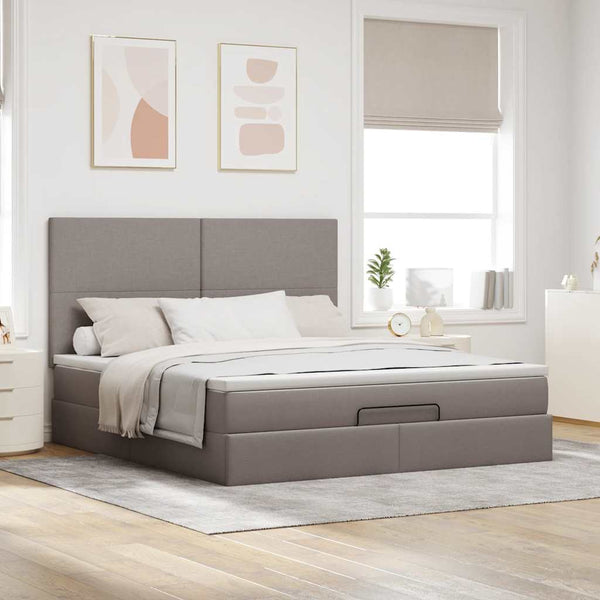 Ottoman Bett mit Matratze & LEDs Taupe 180x200 cm