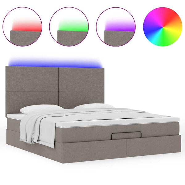 Ottoman Bett mit Matratze & LEDs Taupe 180x200 cm