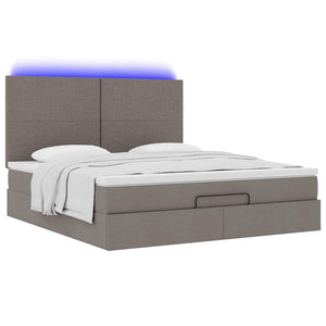 Ottoman Bett mit Matratze & LEDs Taupe 180x200 cm