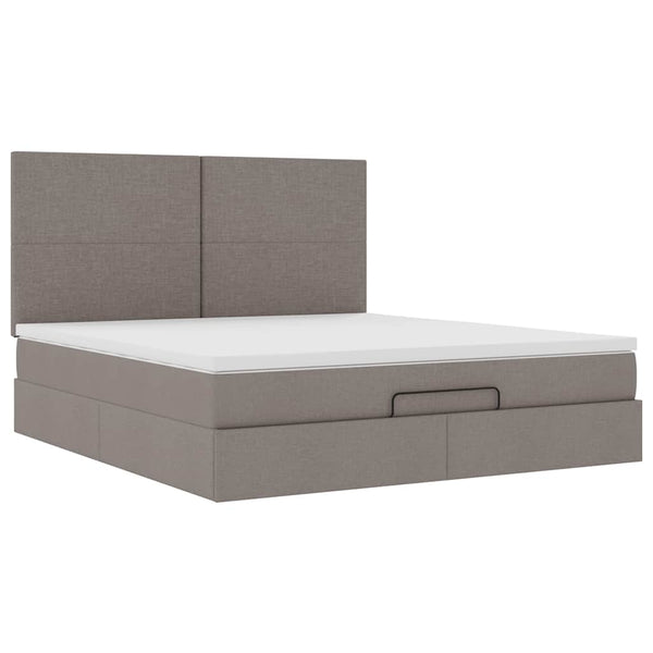 Ottoman Bett mit Matratze & LEDs Taupe 180x200 cm