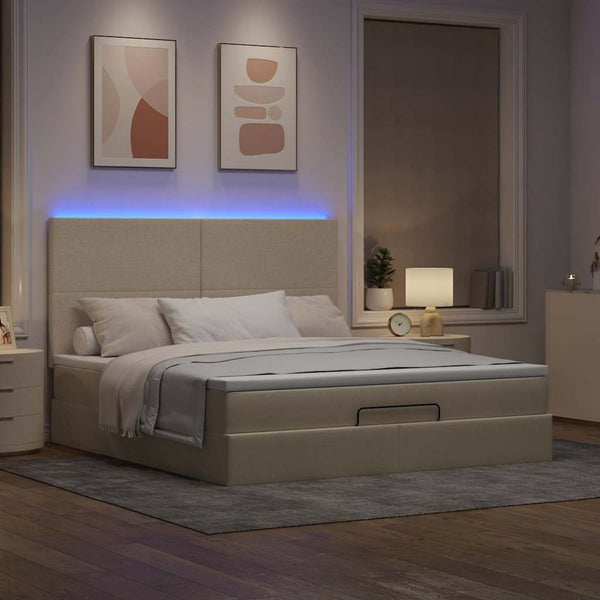 Ottoman Bett mit Matratze Creme 180x200 cm