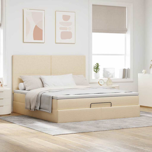 Ottoman Bett mit Matratze Creme 180x200 cm
