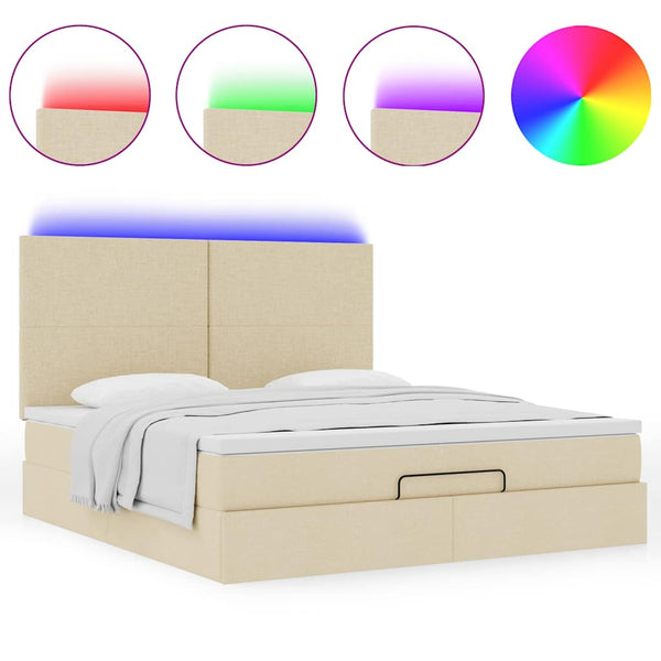 Ottoman Bett mit Matratze Creme 180x200 cm