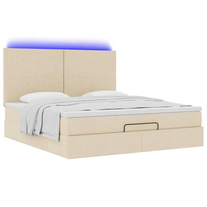 Ottoman Bett mit Matratze Creme 180x200 cm