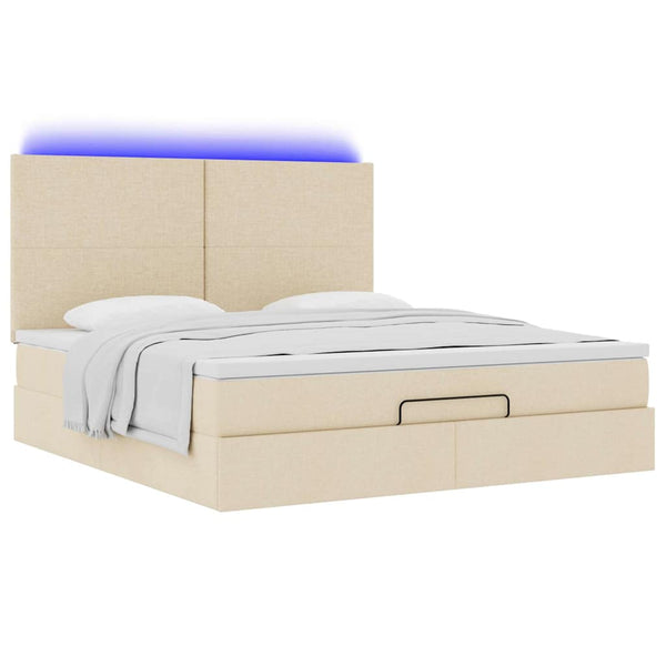 Ottoman Bett mit Matratze Creme 180x200 cm