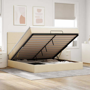 Ottoman Bett mit Matratze Creme 180x200 cm
