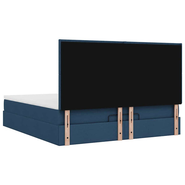 Ottoman Bett mit Matratze & LEDs Blau 180x200 cm