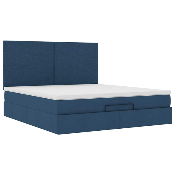 Ottoman Bett mit Matratze & LEDs Blau 180x200 cm