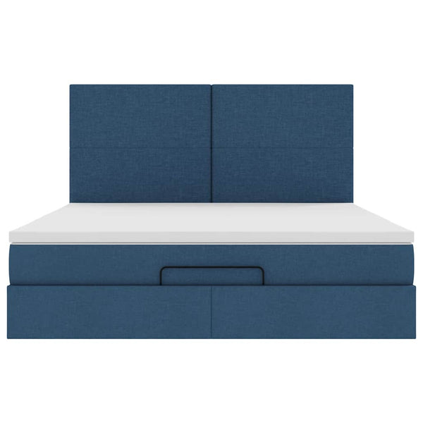 Ottoman Bett mit Matratze & LEDs Blau 180x200 cm