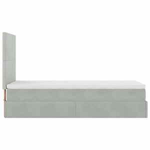 Ottoman Bett mit Matratze & LED Hellgrau 80x200 cm