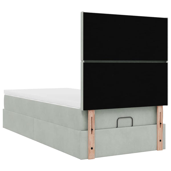 Ottoman Bett mit Matratze & LED Hellgrau 80x200 cm