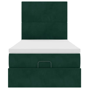 Ottoman Bett mit Matratze & LEDs Dunkelgrün 80x200
