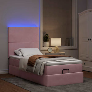 Ottoman Bett mit Matratze & LEDs Rosa 80x200 cm