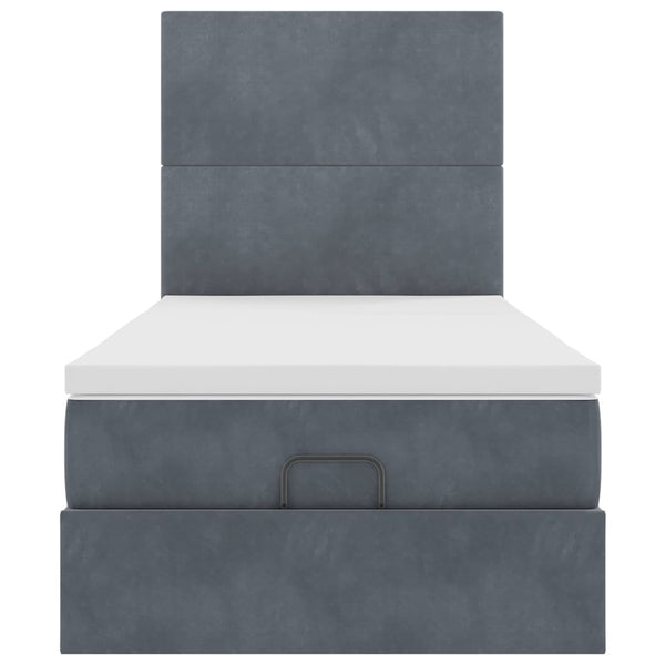 Ottoman Bett mit Matratze & LEDs Dunkelgrau 90x190 cm