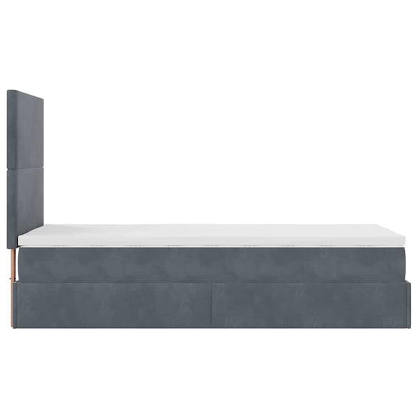 Ottoman Bett mit Matratze & LEDs Dunkelgrau 90x190 cm
