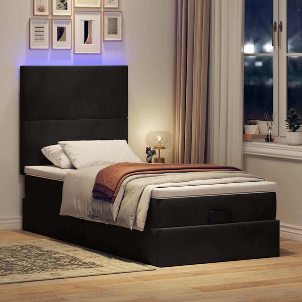Ottoman Bett mit Matratze & LEDs 90x200 cm