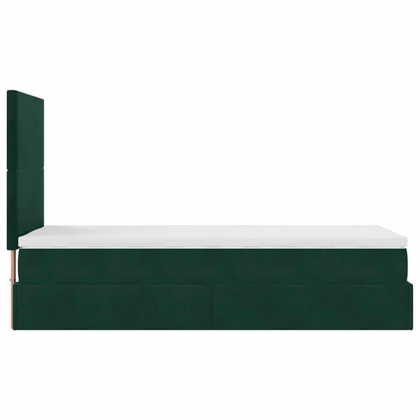 Ottoman Bett mit Matratze & LEDs Dunkelgrün 90x200 cm