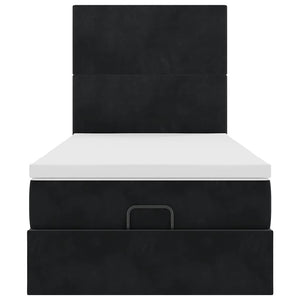 vidaXL Ottoman Bed with Mattresses & LEDs Black 100x200 cm Velvet