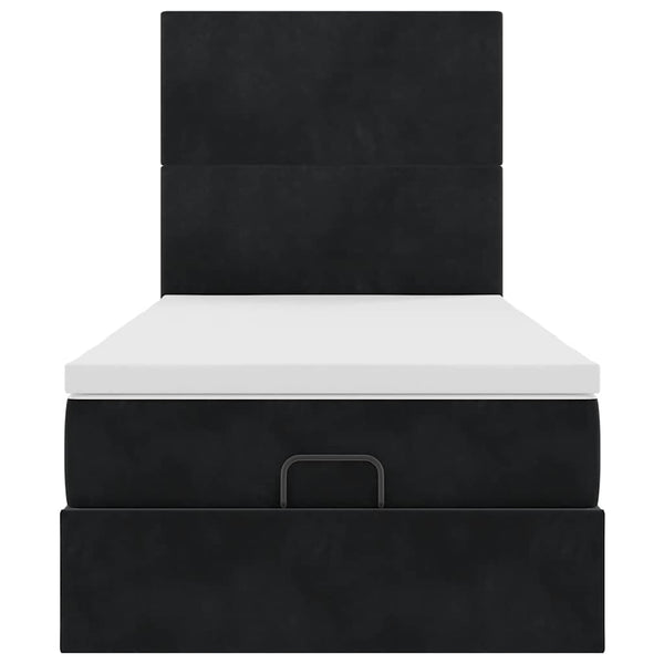 vidaXL Ottoman Bed with Mattresses & LEDs Black 100x200 cm Velvet