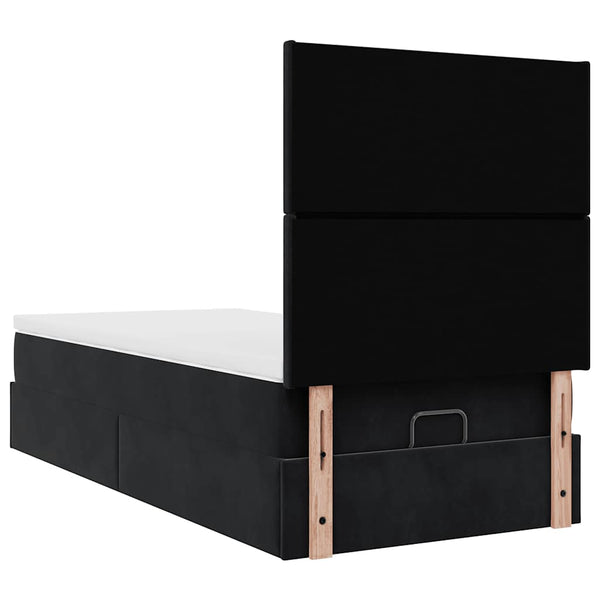 vidaXL Ottoman Bed with Mattresses & LEDs Black 100x200 cm Velvet