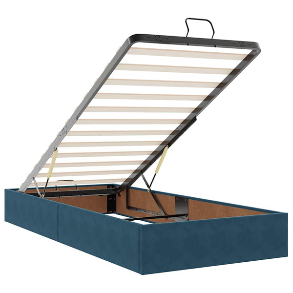 vidaXL Ottoman Bed with Mattresses & LEDs Dark Blue 100x200 cm Velvet
