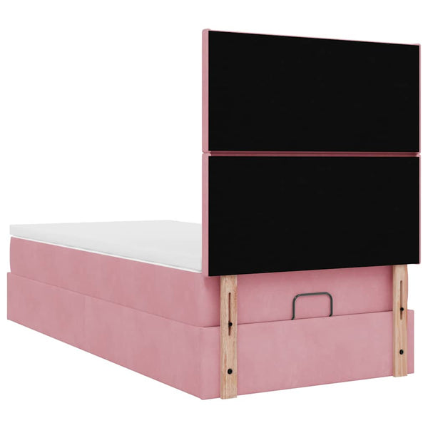 vidaXL Ottoman Bed with Mattresses & LED Pink 100x200 cm Velvet