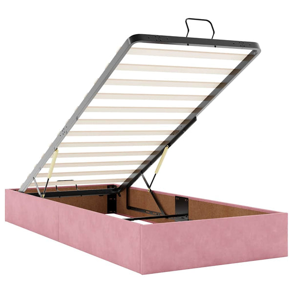vidaXL Ottoman Bed with Mattresses & LED Pink 100x200 cm Velvet