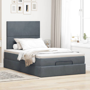 vidaXL Ottoman Bed with Mattresses & LED Lights Dark Grey 120x190 cm Velvet