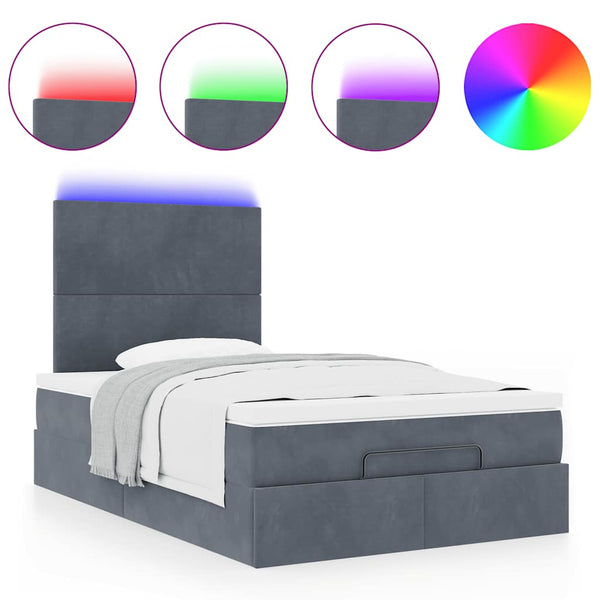 vidaXL Ottoman Bed with Mattresses & LED Lights Dark Grey 120x190 cm Velvet