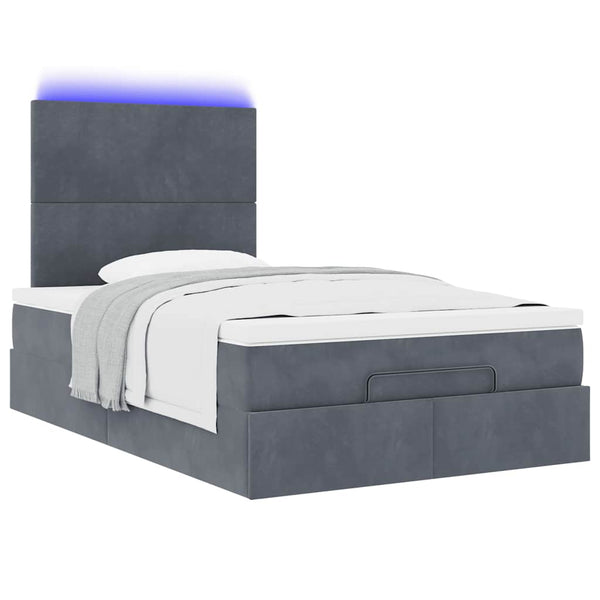 vidaXL Ottoman Bed with Mattresses & LED Lights Dark Grey 120x190 cm Velvet