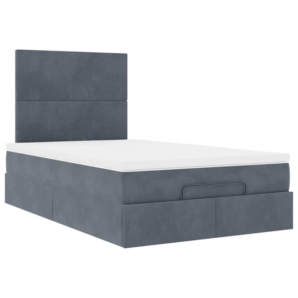 vidaXL Ottoman Bed with Mattresses & LED Lights Dark Grey 120x190 cm Velvet