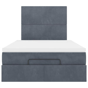 vidaXL Ottoman Bed with Mattresses & LED Lights Dark Grey 120x190 cm Velvet