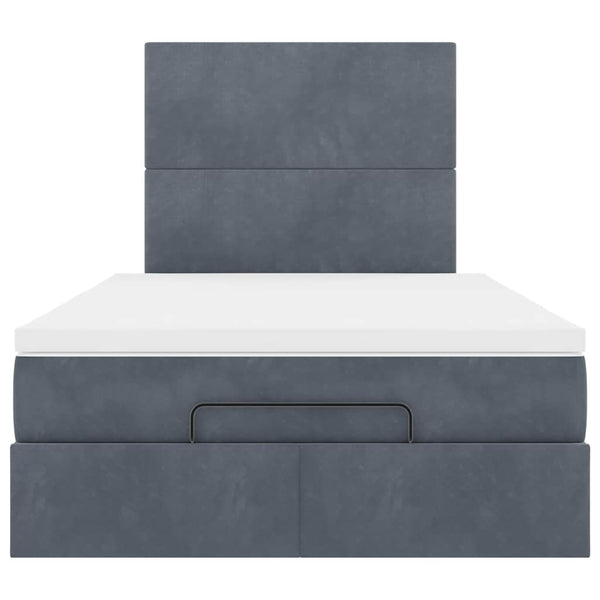 vidaXL Ottoman Bed with Mattresses & LED Lights Dark Grey 120x190 cm Velvet